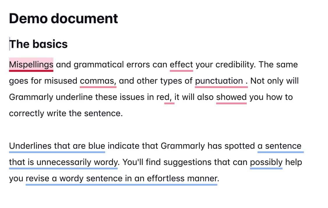 Screenshot of Grammarly correcting grammatical errors as one of the best copywriting techniques.