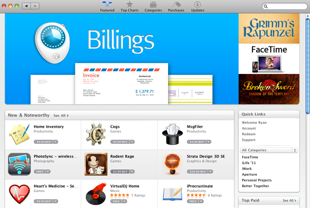 billings featured in mac app store