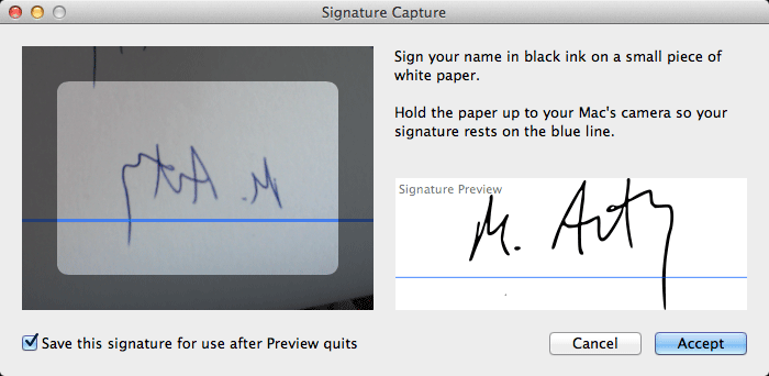 Create Signature window in OS X Lion Preview
