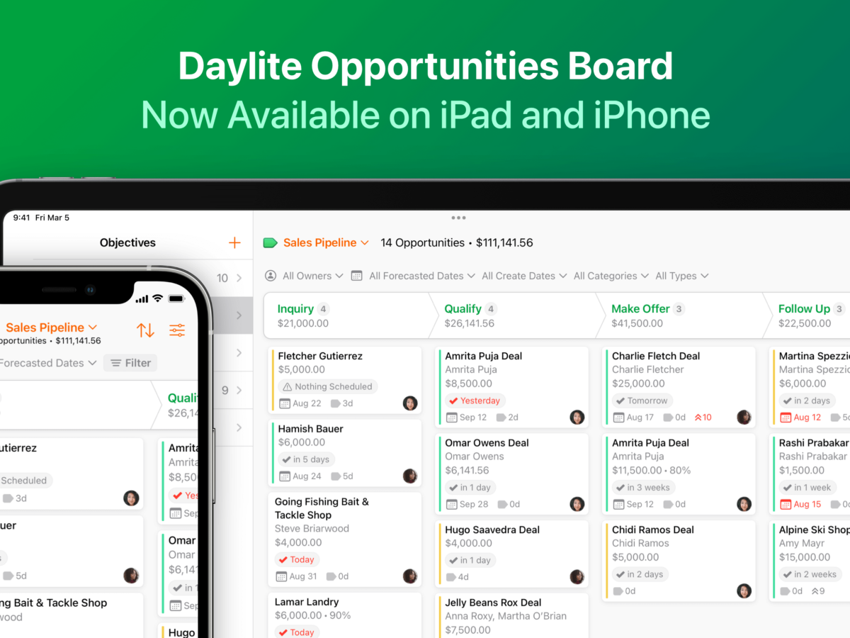 Your Sales in the Palm of Your Hand: Daylite Opportunities Board Is Now Available on iPad and iPhone