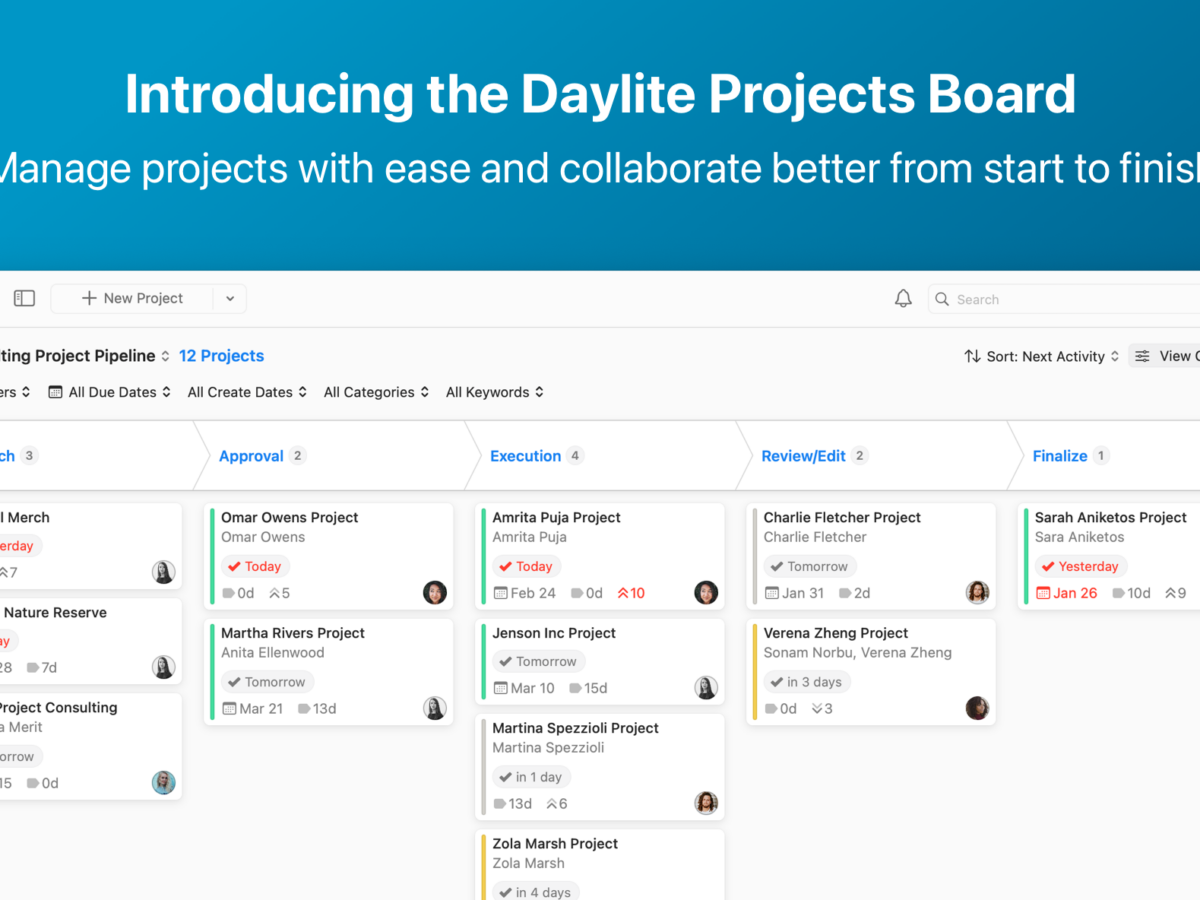 New in Daylite: Manage Projects from Start to Finish with Projects Board